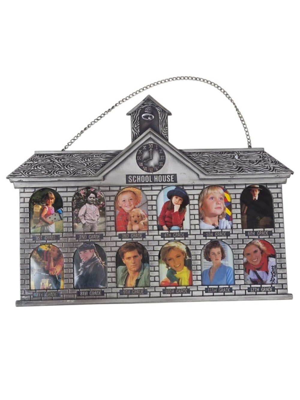 Vintage Schoolhouse School Photo Frame Grades 1 thru 12 Wall Hanging Tabletop